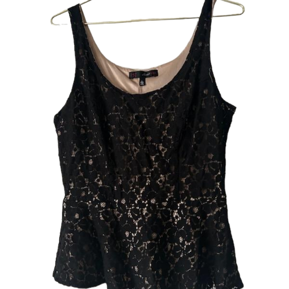 Black Lace Sleeveless Top, Size L
